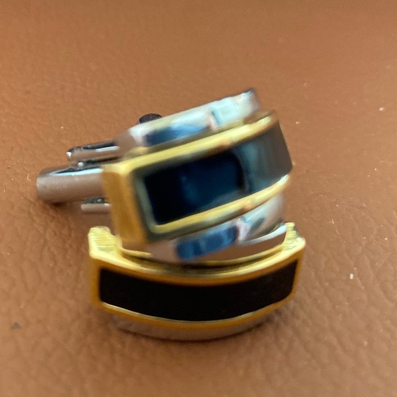Mens Cufflinks Onyx with silver and gold - Picture 4 of 4